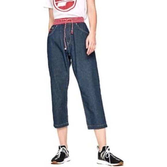 Pepe Jeans London Drawtring Straight Leg Crop Jean - Picture 2 of 12